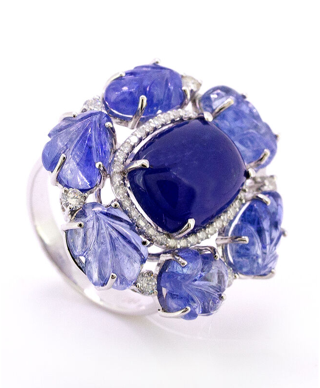 imagem do produto Anel flor safira azul