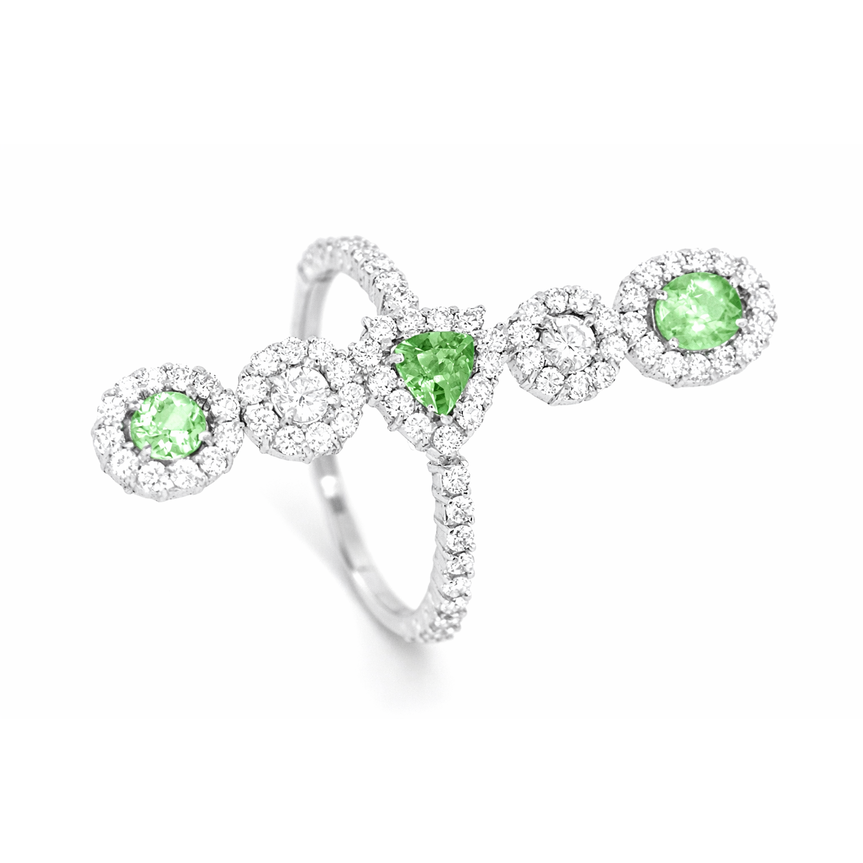 imagem do produto Anel Linha com Turmalinas Para�ba Verdes e Brilhantes