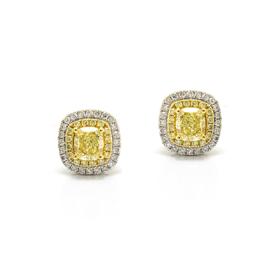 imagem do produto Brinco Pizza com Diamantes Amarelos e Brancos
