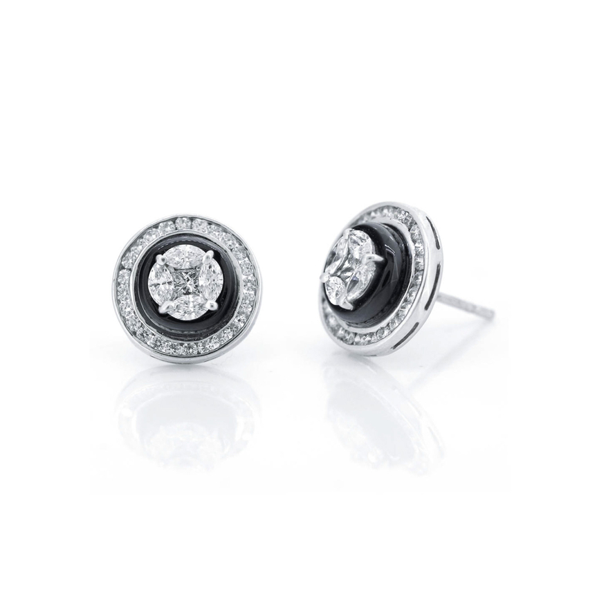 imagem do produto Brinco Pizza Redondo com Diamantes e nix