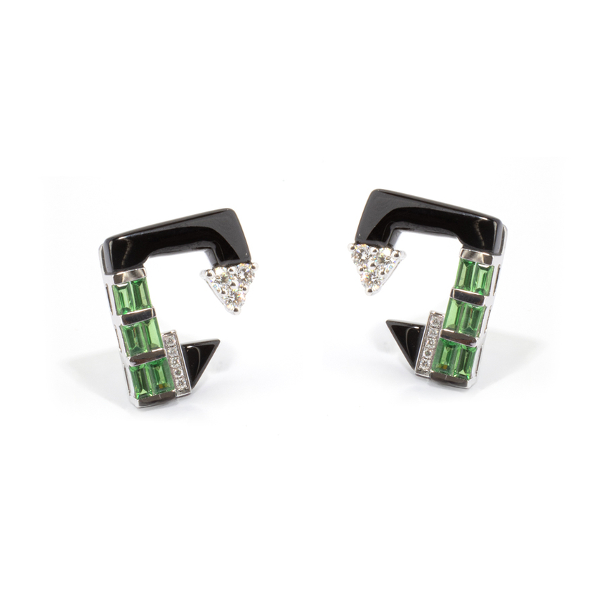 imagem do produto Brinco Seta nix com Turmalina Verde e Diamantes
