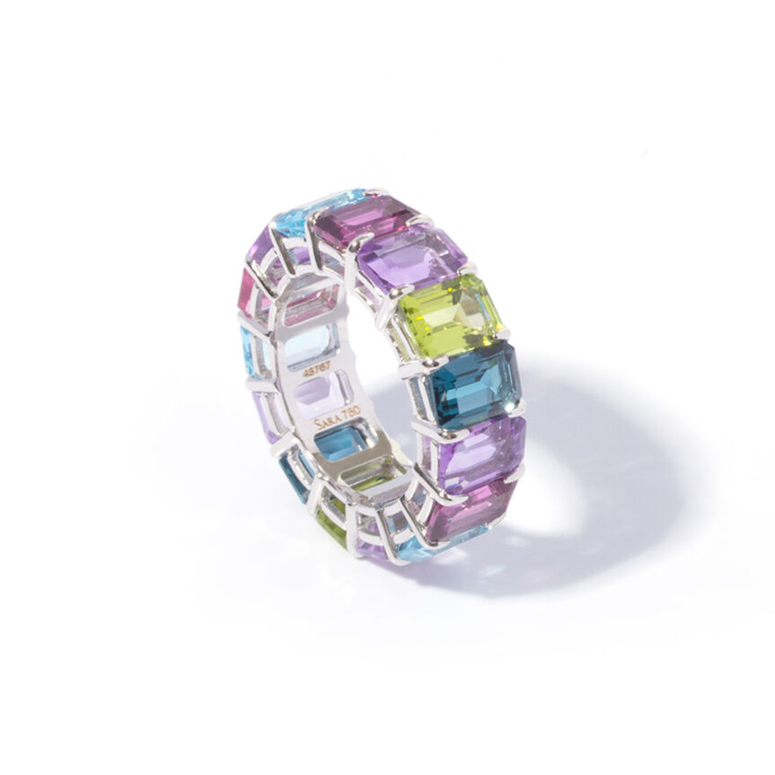 imagem do produto Aliana Rainbow Emerald Cut