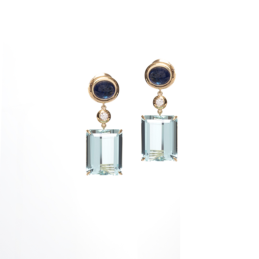 imagem do produto Brinco Bold gua-Marinha e Safira Azul