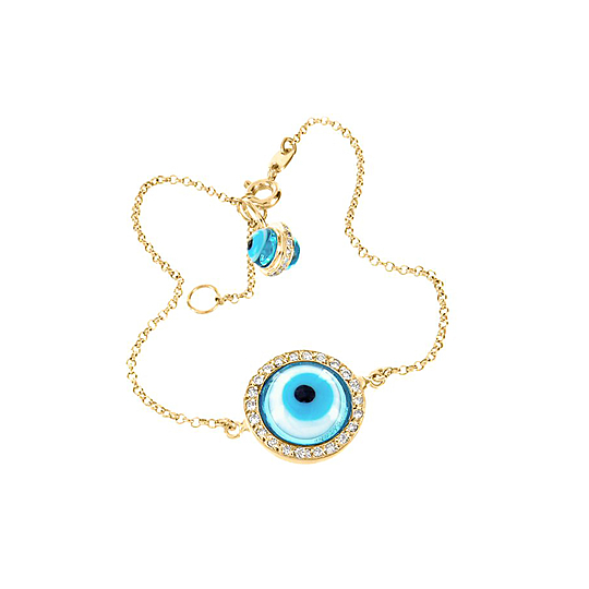 Pulseira Olho Grego com Moldura de Brilhantes