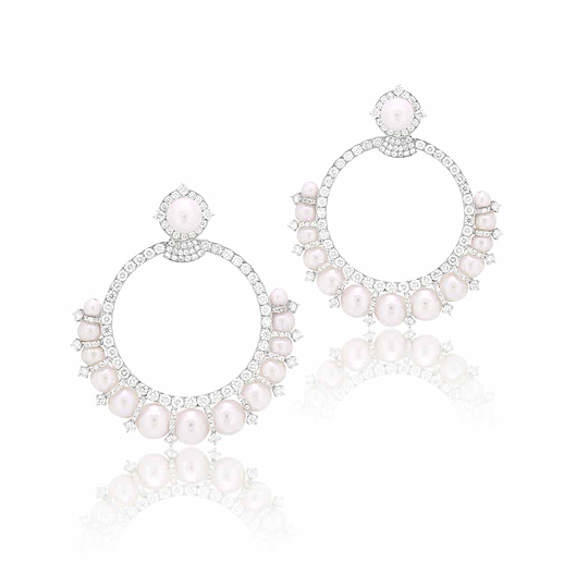 Brinco Argola Frontal Pérolas e Brilhantes