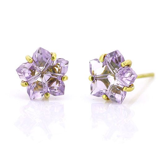 Brinco Solitário Estrela Ametista Rose