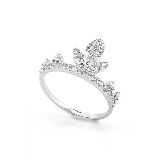 Anel Moldura Coroa Folhas Brilhantes