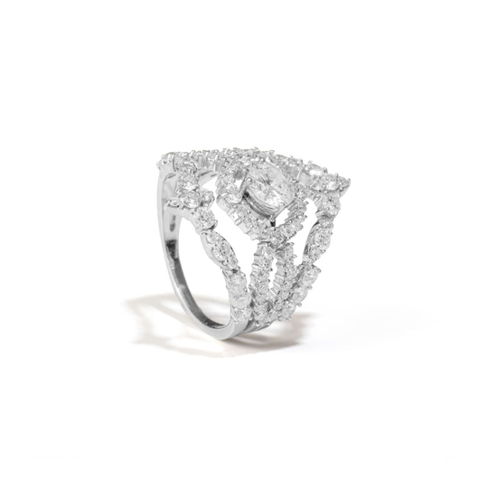 Anel Triplo Moldura com Solitário de 56 pts