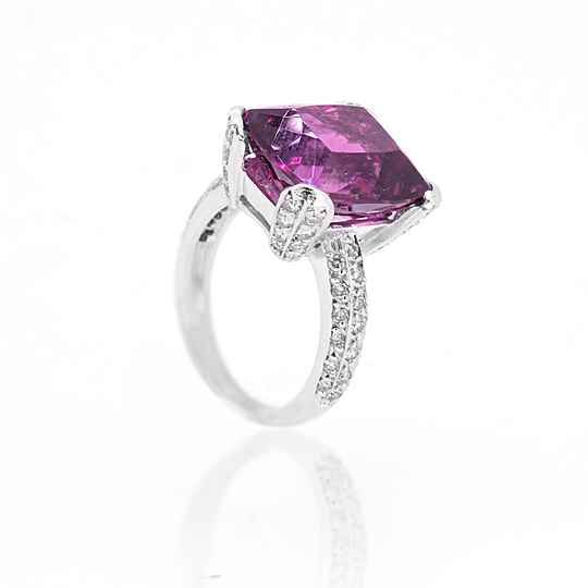 Anel Solitário De Turmalina Rosa