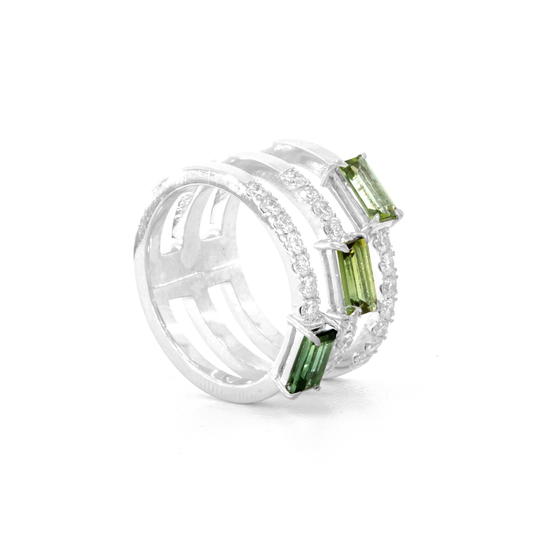 Anel Triplo em Ouro 18K com Turmalinas Mix  1,13 ct