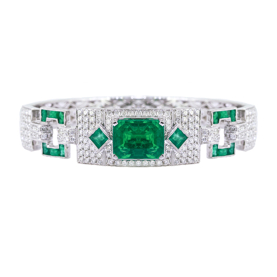 Pulseira Esmeraldas Baguete