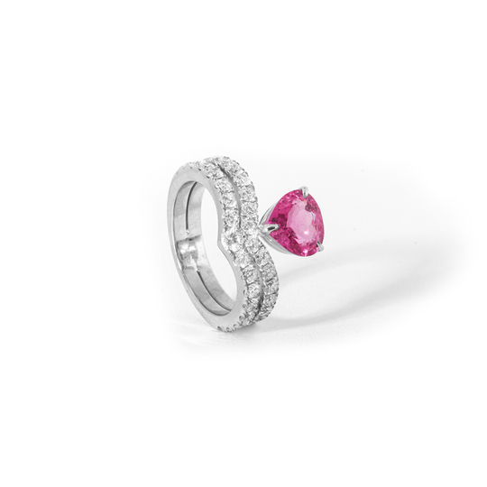 Anel Princess com Rubelita Coração 1,81 CT e Brilhante