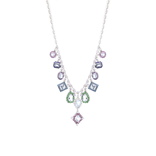 Gargantilha confete Sara Joias de ouro 18k com diamantes e pedras preciosas