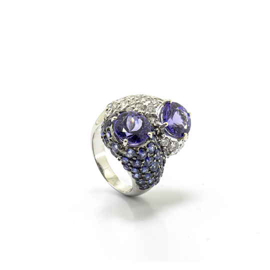 Anel Safiras, Tanzanitas e Diamantes.