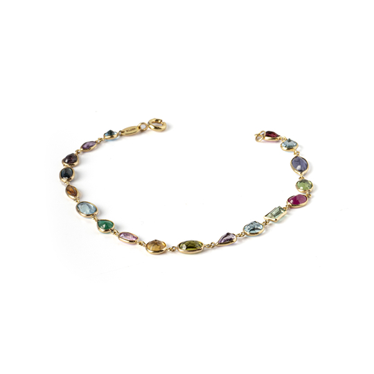 Pulseira Color Mix com 18 Gemas Preciosas em Ouro 18K
