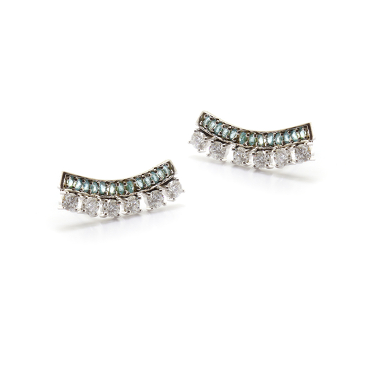 Brinco Ear Cuff Turmalina Paraíba e Brilhantes