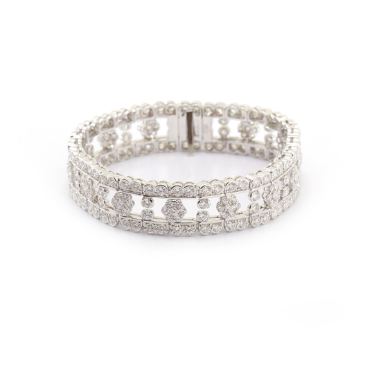 Pulseira Rivieras com Centro em Flores de Diamantes