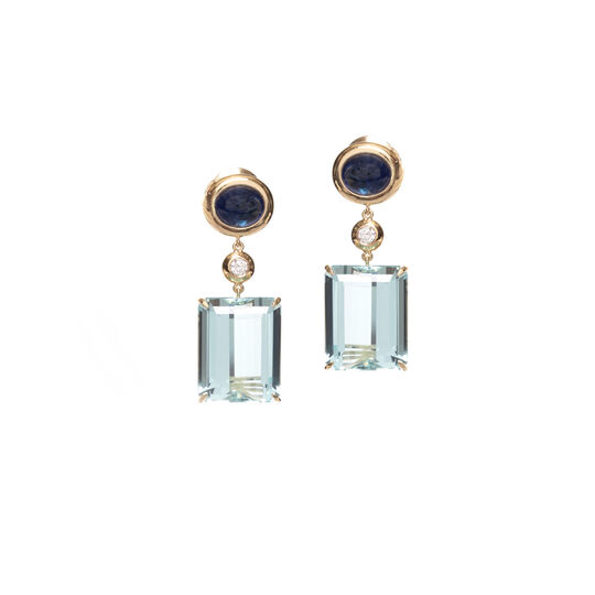 Brinco Bold Água-Marinha e Safira Azul