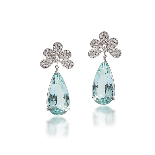 Brinco Flor Aquamarine