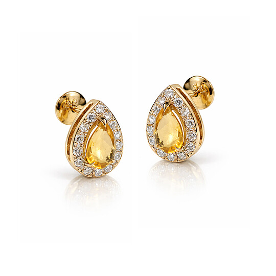 Brinco Gota de Opala Laranja