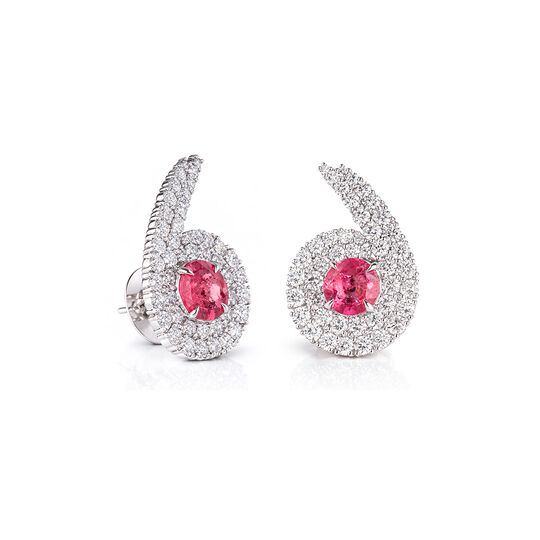 Brinco Caracol de Turmalina Rosa e Diamantes