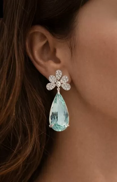 Brinco Flor Água-marinha