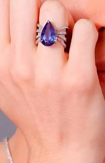 Comprar Anel Tanzanita com Diamantes