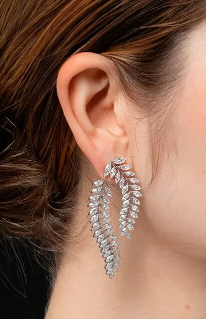 Comprar brinco folha de diamante de ouro 18k