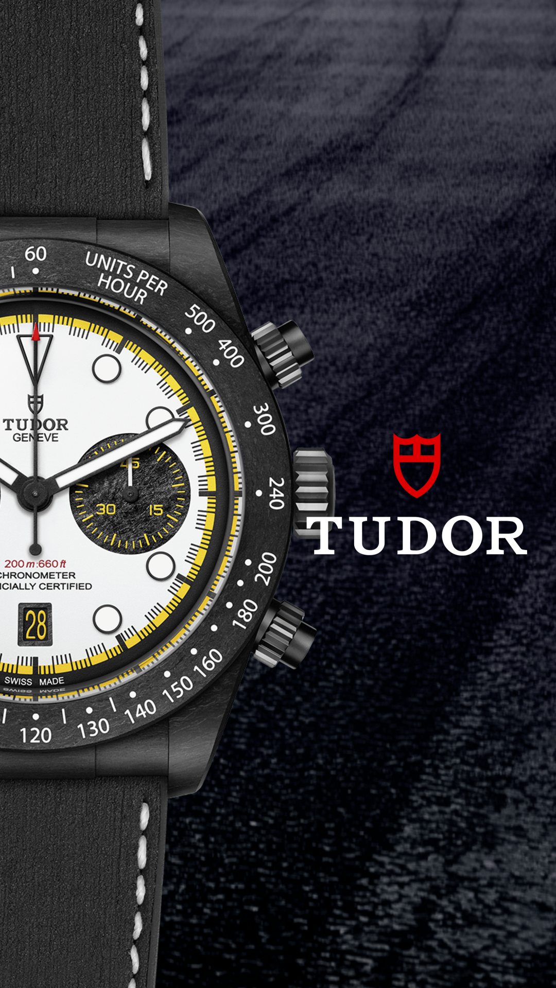 Relógio TUDOR Black Bay Chrono Carbon 26 em carbono, cronógrafo suíço de alta relojoaria
